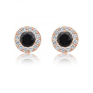 Black & White ½ct. Diamond Halo Stud Earrings in 14k Rose Gold