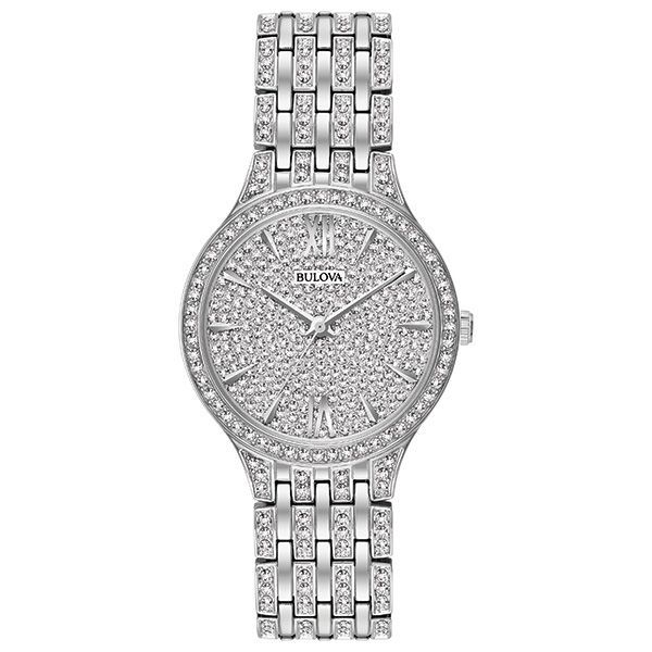 Bulova Women's Crystal Accented Stainless Steel Bracelet Watch 32mm 96L243
