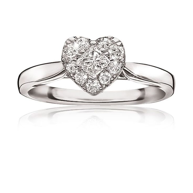 Carina. Heart Shaped Diamond Engagement Ring in White Gold