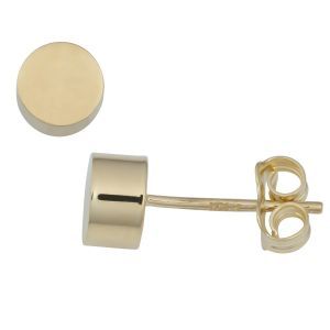 Children's Polished Cylinder Stud Earrings in 14k Yellow Gold 6mm