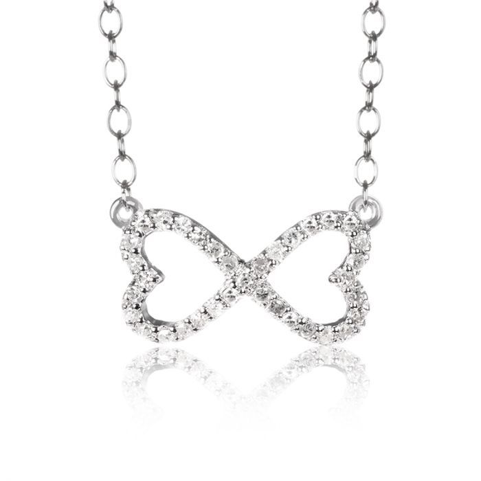 Diamond Heart Infinity Pendant in Sterling Silver