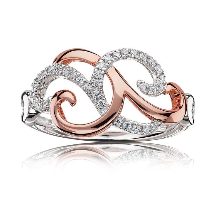 Diamond Intertwine 10k White & Rose Gold Swirl Ring