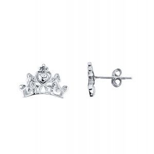 Disney© Princess Tiara Stud Earrings in Sterling Silver