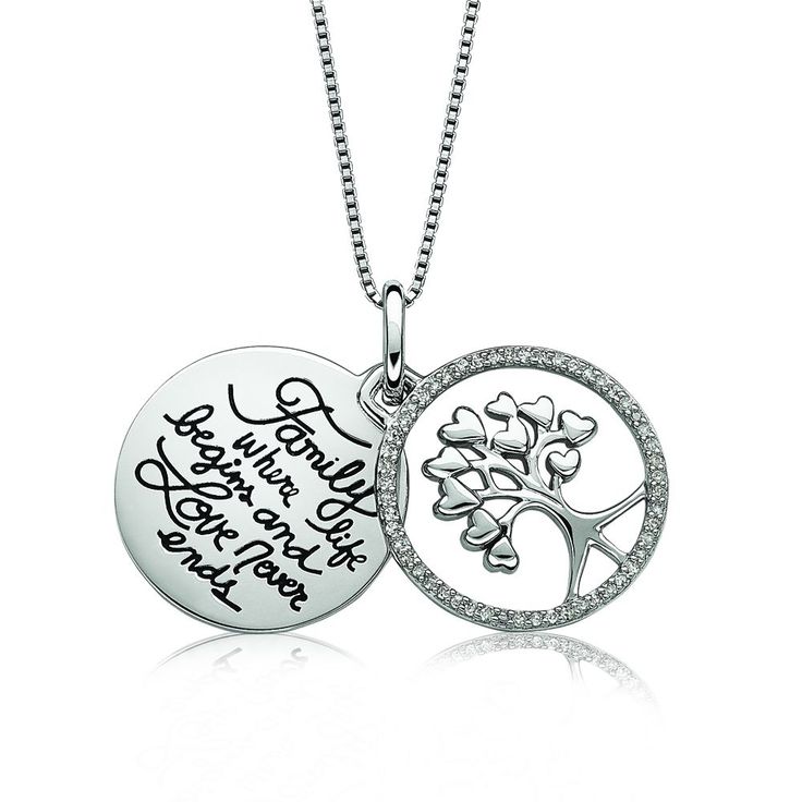Family Life Begins & Love Never Ends Pendant in Sterling Silver