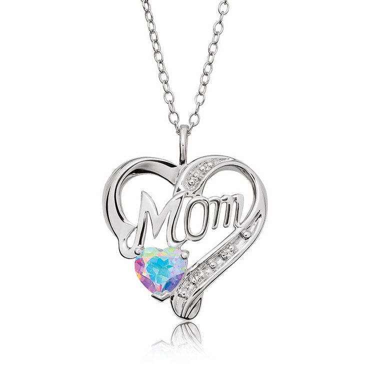 Mom Blue Magic Topaz & Diamond Heart Pendant