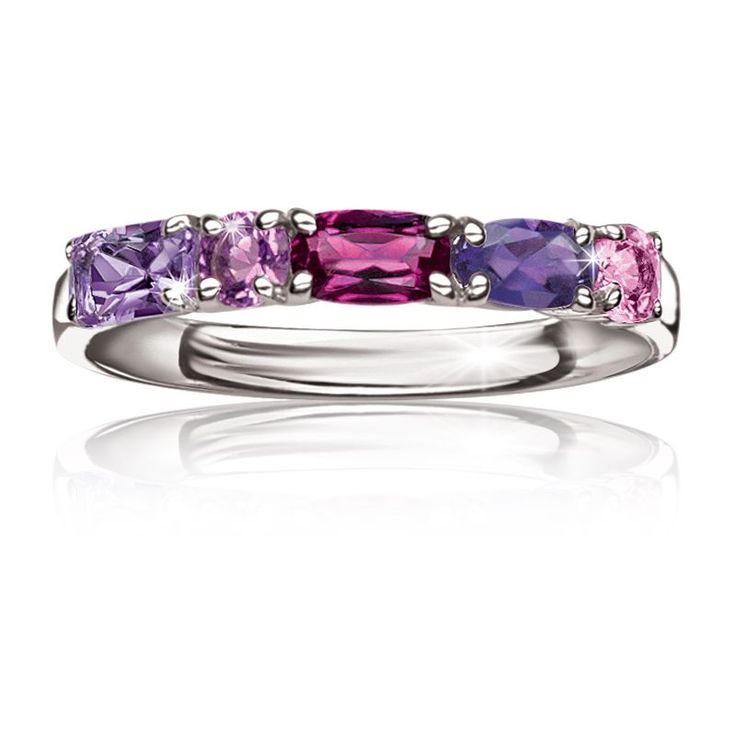 Multi-Gemstone Stackable Ring in Sterling Silver