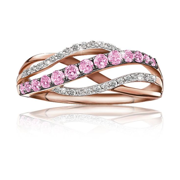 Pink Tourmaline & Diamond Crossover Ring in 10k Rose Gold
