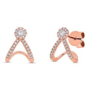 Shy Creation: Diamond Wraparound Stud Earrings in 14k Rose Gold