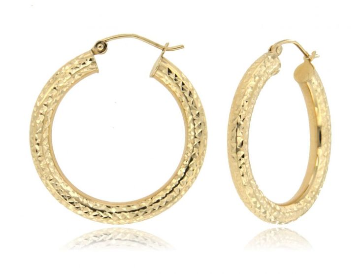 Thick Fashion Hoop Earrings in 14k Yellow Gold