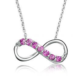 This infinity pendant is crafted in sterling silver and features seven created p...
