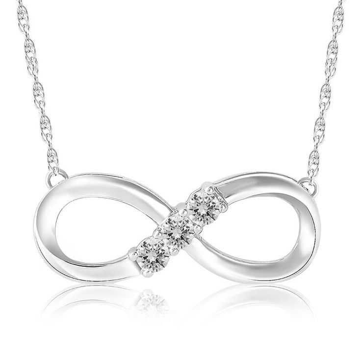 Today, Tomorrow, Forever Diamond Infinity Pendant in 10k White Gold