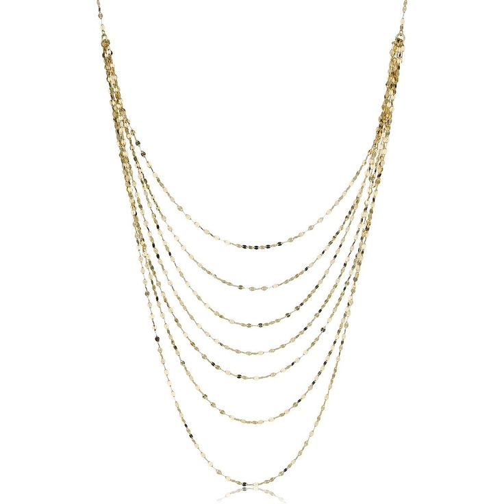 7-Layer Mirror Link Fashion Necklace in 14k Yellow Gold 18