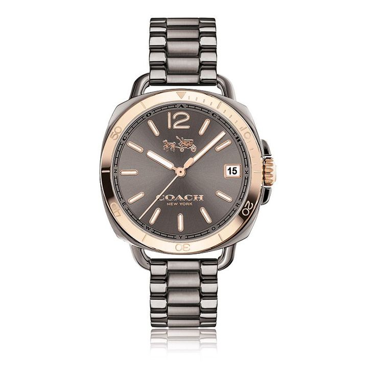 COACH Women's Tatum Gray Ion-Plated Stainless Steel Bracelet Watch 34mm 1450...