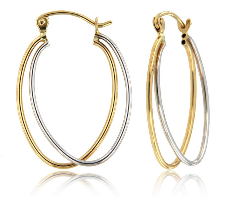 Double Hoop Oval Earrings in 14k Gold