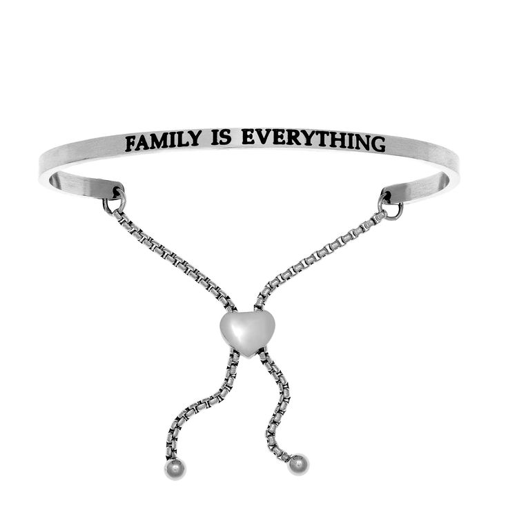 Family Is Everything. Intuitions Bolo Bracelet in White Stainless Steel