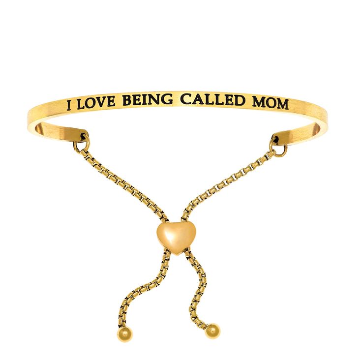 I Love Being Called A Mom. Intuitions Bolo Bracelet in Yellow Stainless Steel