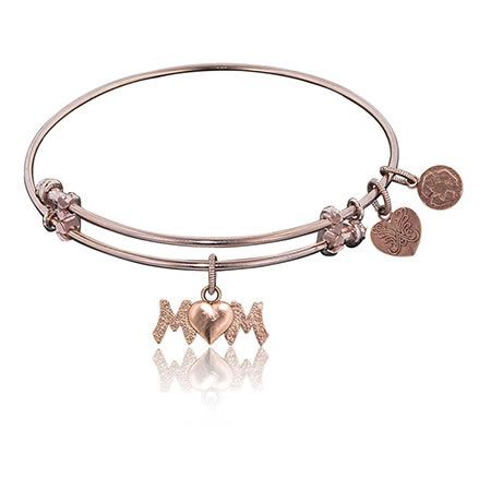 MOM Charm Bangle in Pink Brass