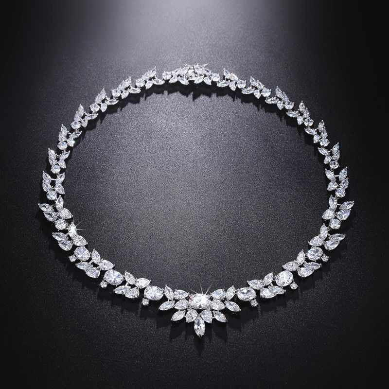 Royal Marquise CZ Diamond Necklace, Bridal Jewelry