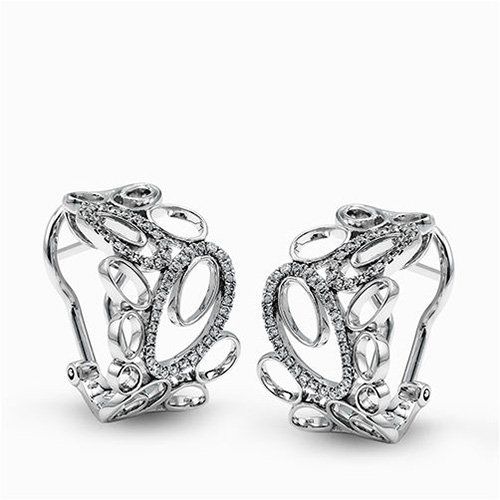 The contemporary looped design of these white gold earrings is accented by .44 c...
