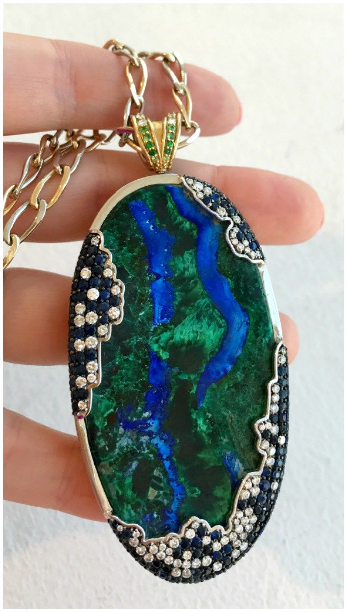 A stunning azurmalachite pendant by Nicolette Fine Jewels.