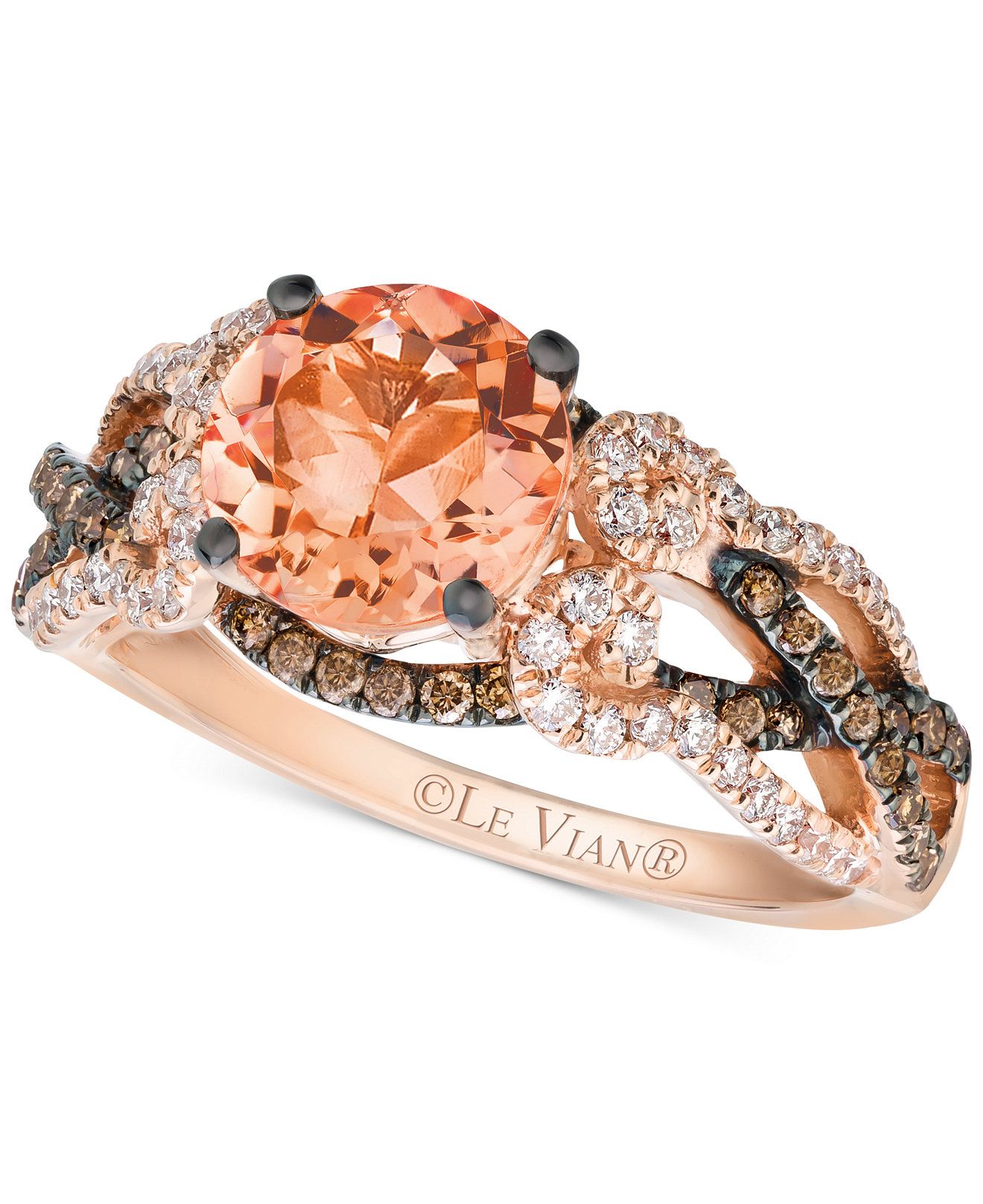 Le Vian Peach Morganite (1-3/8 ct. t.w.) and Diamond (5/8 ct. t.w.) Ring in 14k Rose Gold & Reviews - Rings - Jewelry & Watches - Macy's