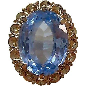 Vintage 1950's Blue Topaz Birthstone Anniversary Ring 14K