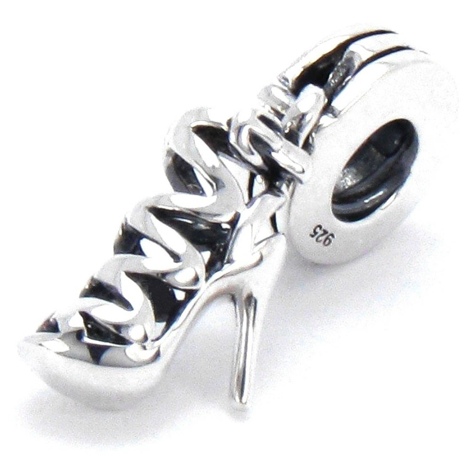 Jewelry Designer High Heel Shoe 925 Sterling Silver Fits Compatible Bracelets an...