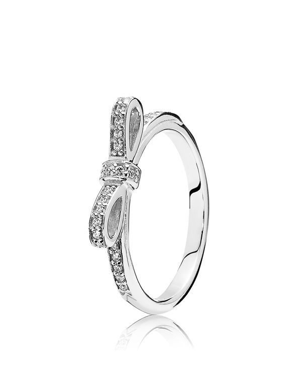 Pandora Sterling Silver & Cubic Zirconia Sparkling Bow Ring Jewelry & Accessories - Bloomingdale's