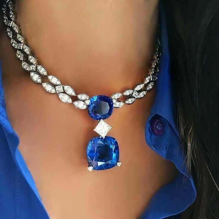 Gorgeous Blue Cushion Princess Marquise Women Necklace 925 Sterling Silver Cz Nw  | eBay