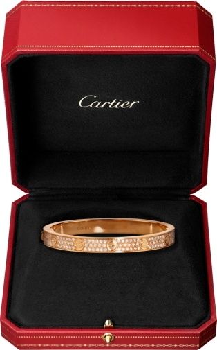 LOVE bracelet, diamond-paved: LOVE bracelet, 18K pink gold, set with 204 brilliant-cut diamonds totaling 2 carats.