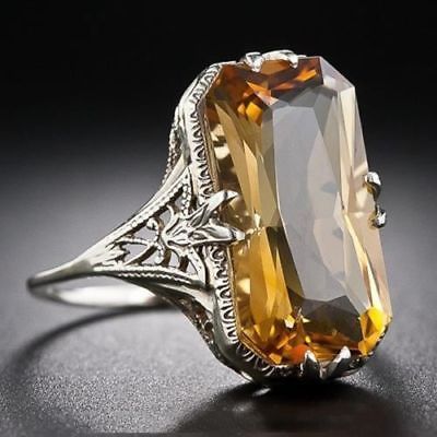 Luxury Citrine Silver Ring  | eBay